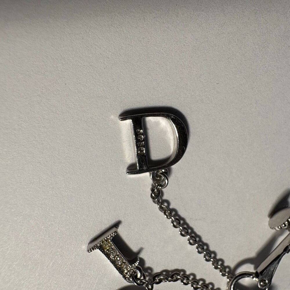2000s vintage signed Christian Dior silver & crystal letter dangle earrings - Picture 6 of 9